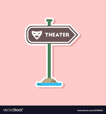 Paper sticker on stylish background theater sign vector image