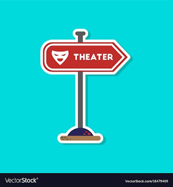 Paper sticker on stylish background theater sign vector image