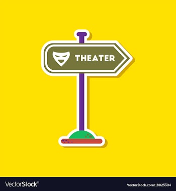 Paper sticker on stylish background theater sign vector image