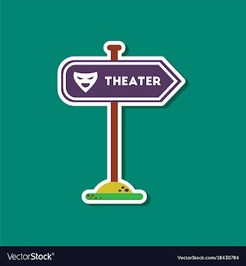 Paper sticker on stylish background theater sign vector image