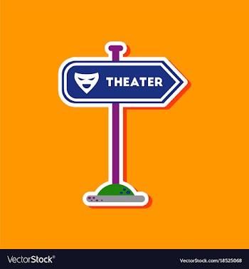 Paper sticker on stylish background theater sign vector image