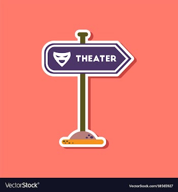 Paper sticker on stylish background theater sign vector image