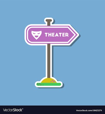 Paper sticker on stylish background theater sign vector image