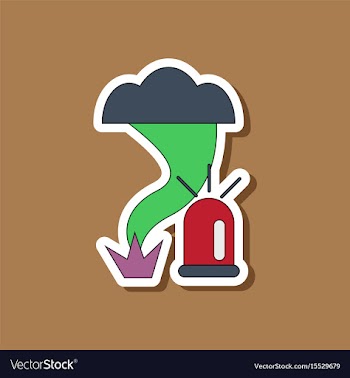 Paper sticker on stylish background tornado alarm vector image