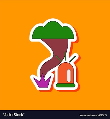 Paper sticker on stylish background tornado alarm vector image