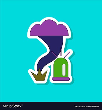 Paper sticker on stylish background tornado alarm vector image