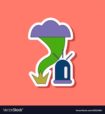 Paper sticker on stylish background tornado alarm vector image