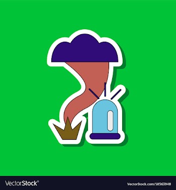 Paper sticker on stylish background tornado alarm vector image