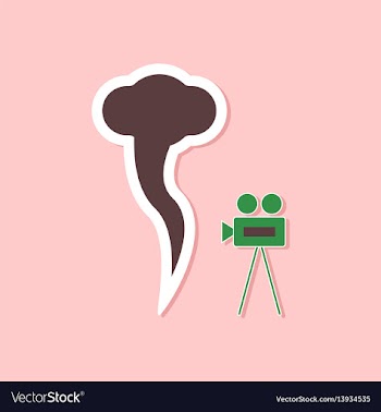 Paper sticker on stylish background tornado camera vector image