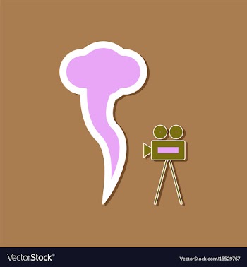 Paper sticker on stylish background tornado camera vector image