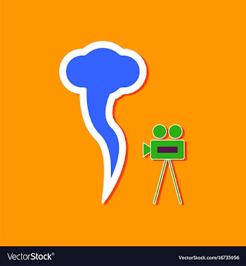 Paper sticker on stylish background tornado camera vector image