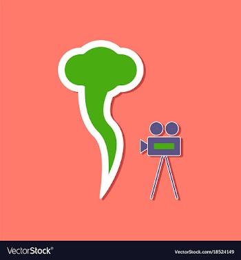 Paper sticker on stylish background tornado camera vector image