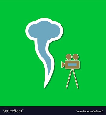 Paper sticker on stylish background tornado camera vector image