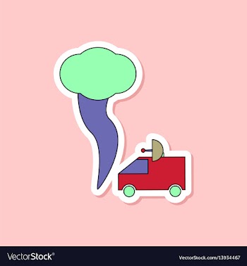 Paper sticker on stylish background tornado car vector image