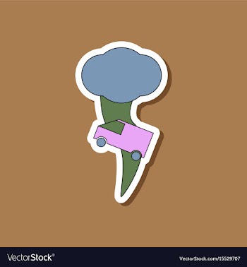 Paper sticker on stylish background tornado car vector image
