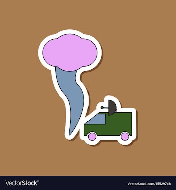 Paper sticker on stylish background tornado car vector image