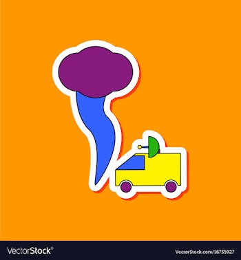 Paper sticker on stylish background tornado car vector image