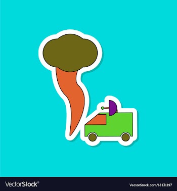 Paper sticker on stylish background tornado car vector image