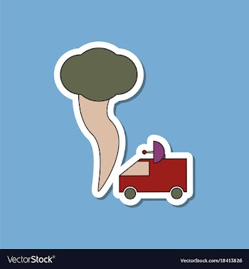 Paper sticker on stylish background tornado car vector image