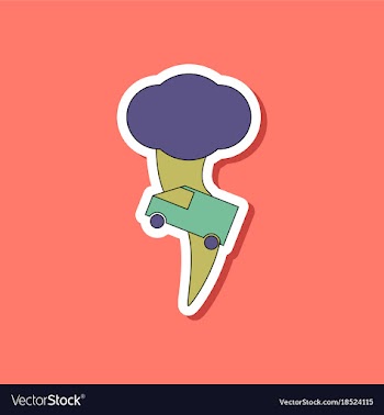 Paper sticker on stylish background tornado car vector image