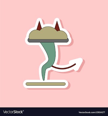 Paper sticker on stylish background tornado devil vector image