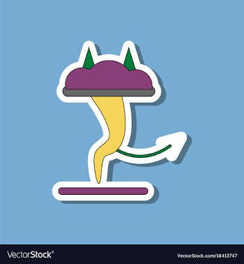 Paper sticker on stylish background tornado devil vector image