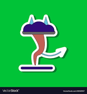 Paper sticker on stylish background tornado devil vector image