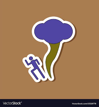 Paper sticker on stylish background tornado human vector image