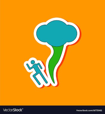 Paper sticker on stylish background tornado human vector image