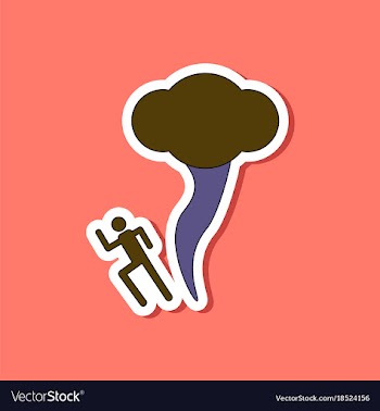 Paper sticker on stylish background tornado human vector image