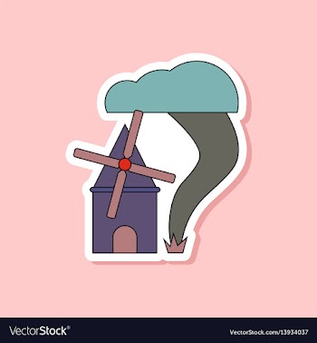 Paper sticker on stylish background tornado mill vector image
