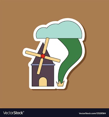 Paper sticker on stylish background tornado mill vector image