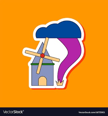 Paper sticker on stylish background tornado mill vector image