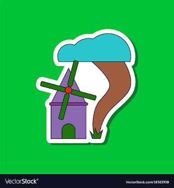Paper sticker on stylish background tornado mill vector image