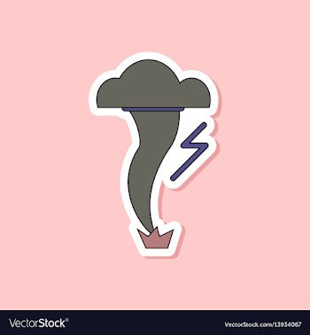Paper sticker on stylish background tornado vector image