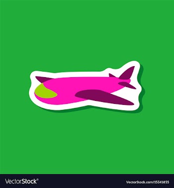 Paper sticker on stylish background toy airplane vector image
