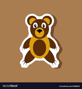 Paper sticker on stylish background toy bear vector image