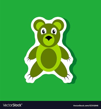 Paper sticker on stylish background toy bear vector image