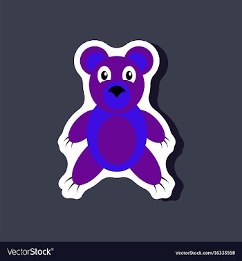 Paper sticker on stylish background toy bear vector image