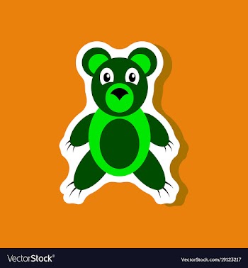 Paper sticker on stylish background toy bear vector image