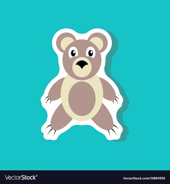 Paper sticker on stylish background toy bear vector image