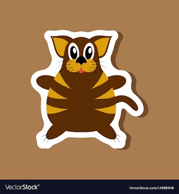 Paper sticker on stylish background toy cat vector image
