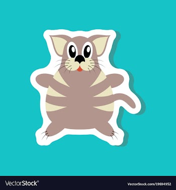Paper sticker on stylish background toy cat vector image