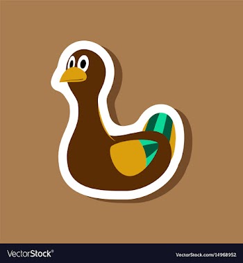 Paper sticker on stylish background toy duck vector image