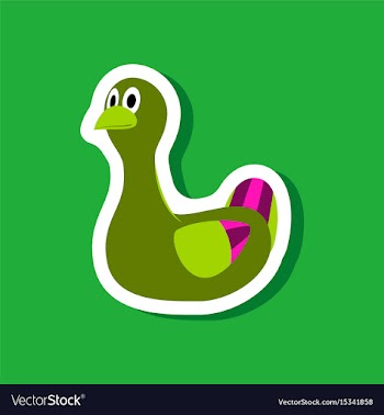 Paper sticker on stylish background toy duck vector image