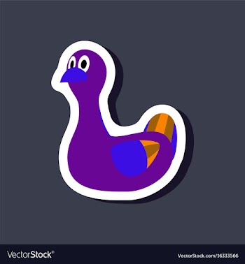 Paper sticker on stylish background toy duck vector image
