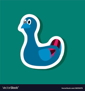 Paper sticker on stylish background toy duck vector image