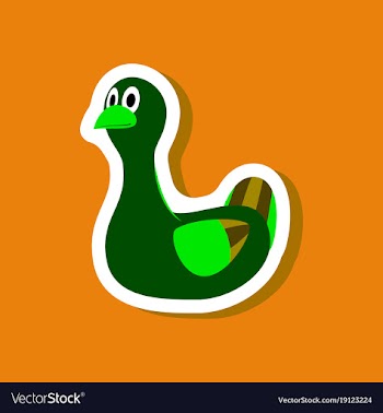Paper sticker on stylish background toy duck vector image