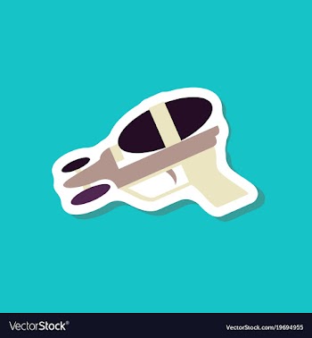 Paper sticker on stylish background toy gun vector image