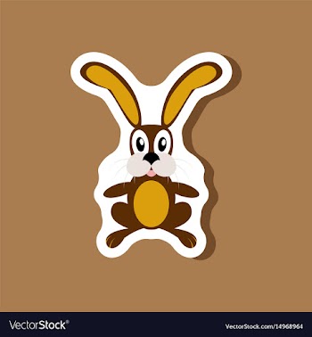 Paper sticker on stylish background toy hare vector image